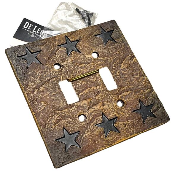 Western Stars Double Light Switch Cover & Screws Cabin Lodge Horse Ranch New - Picture 3 of 3